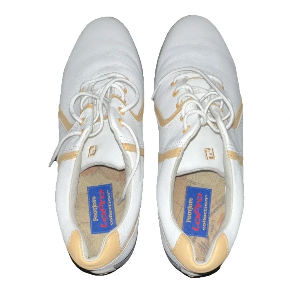 6N8/FootJoy Lopro Collection Men's Leather Golf Shoes White Beige 7M 97066